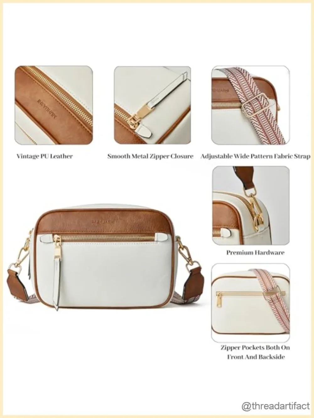 Small Crossbody Bag for Women Triple Pockets Vegan Leather Shoulder Camera Purse